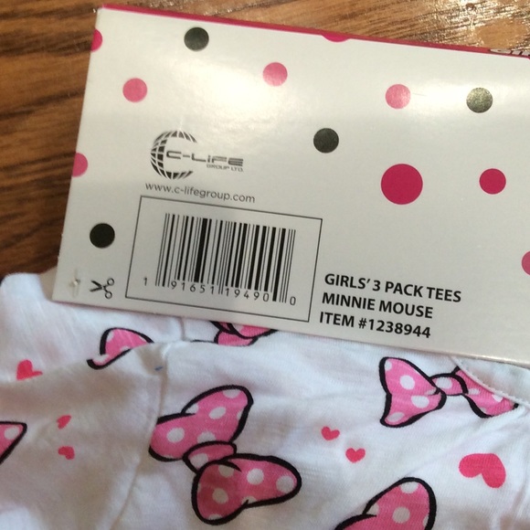 Minnie Mouse Girls' 3-Pack Tees. NWT. - Picture 8 of 9